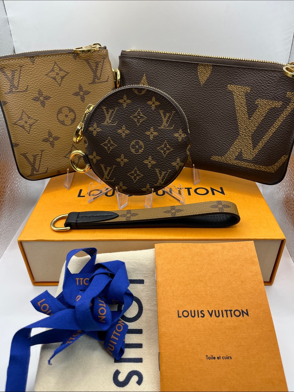 Authentic Louis Vuitton Trio Pouches Set with Box Bag Dust Bag Paperwork